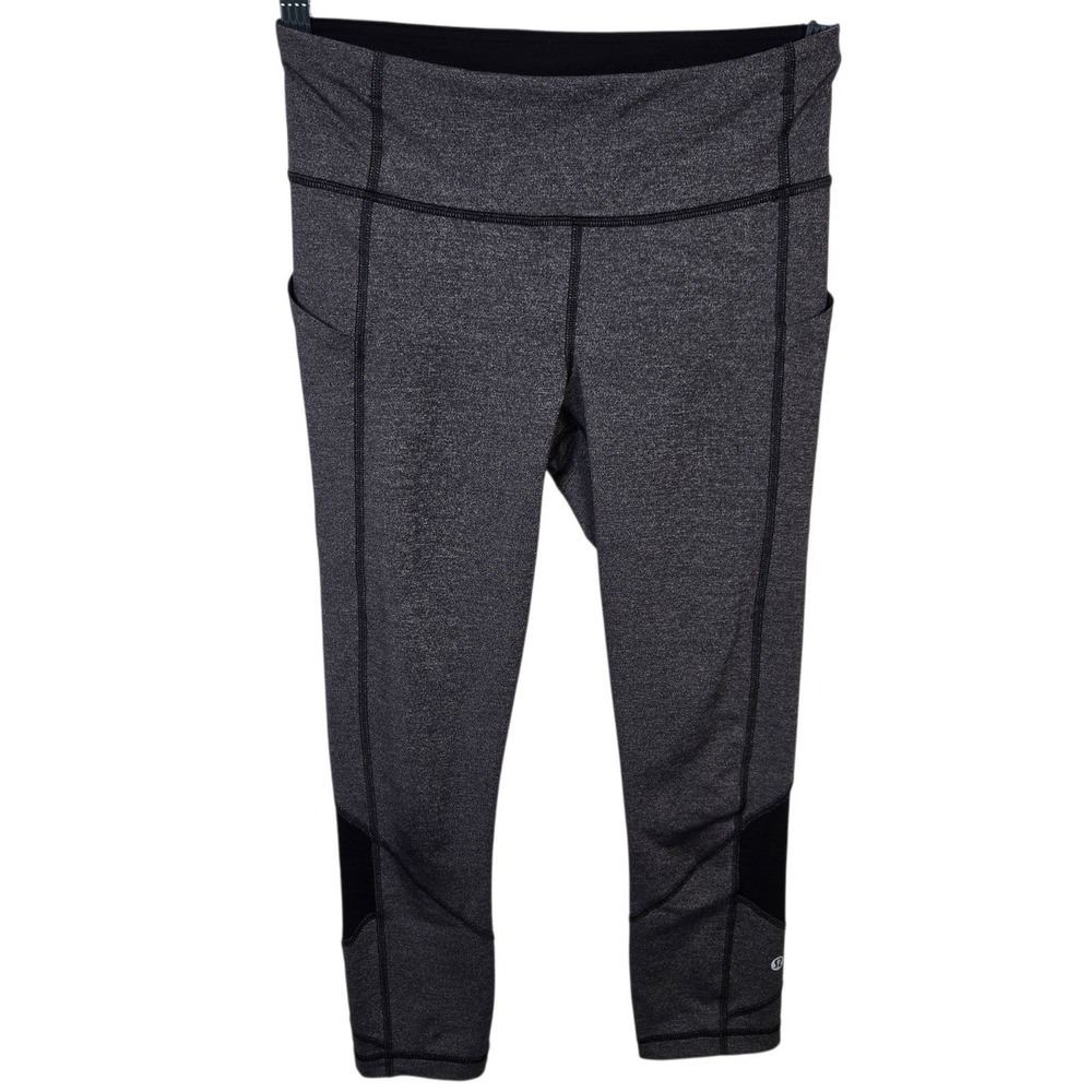 Lululemon Speed Up Crop Leggings‎ Grey Heathered Pockets Women's Size 4